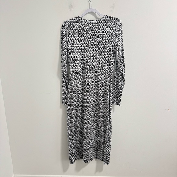 NWT Boden Empire Knot Midi Jersey Dress Stretch Black Lily Sprig Long Sleeve 4R - Picture 6 of 14